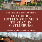 Imagen de Pinterest que muestra 2 de los hoteles más lujosos de Gatlinburg, Westgate Resorts y Black Bear Inn and Suites